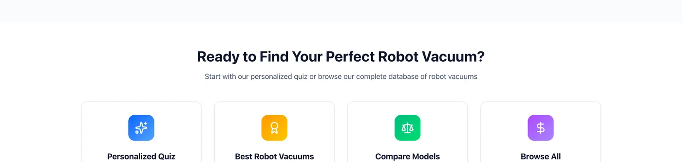 RoboRatings quiz and call-to-action sections